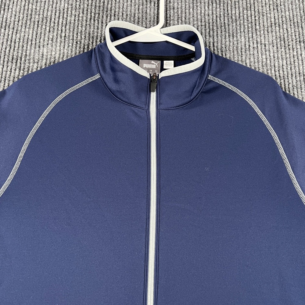 PUMA Sweatshirt Jacket Mens Large Blue Long Sleeve Full Zip Mock Neck Active